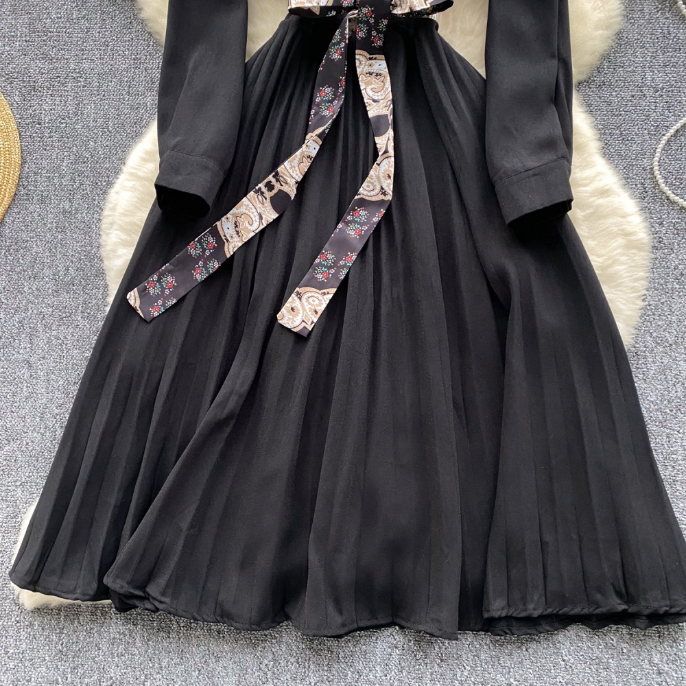 Ladies pinched waist long dress European style dress