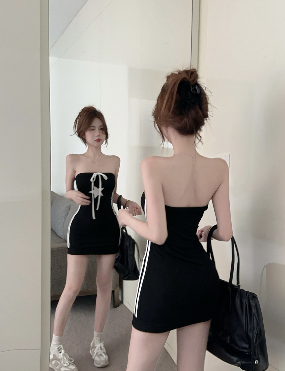 Wrapped chest sports T-back Casual enticement dress for women