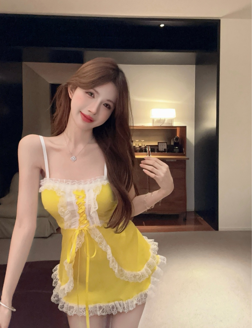 Small fellow fashion yellow candy colors dress for women