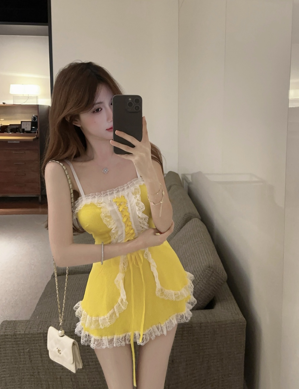 Small fellow fashion yellow candy colors dress for women