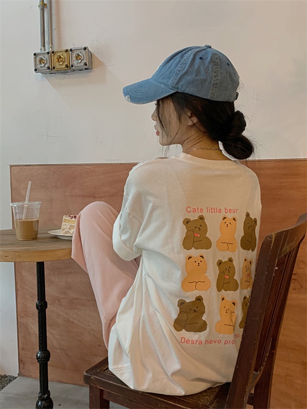 Korean style short summer round neck printing loose T-shirt