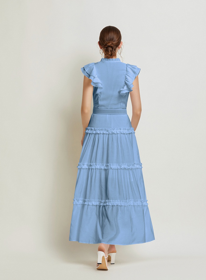 Slim boats sleeve long dress pinched waist elegant dress