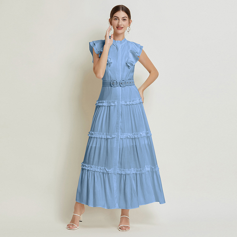 Slim boats sleeve long dress pinched waist elegant dress