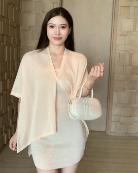 Sling apricot slim T-back knitted enticement dress