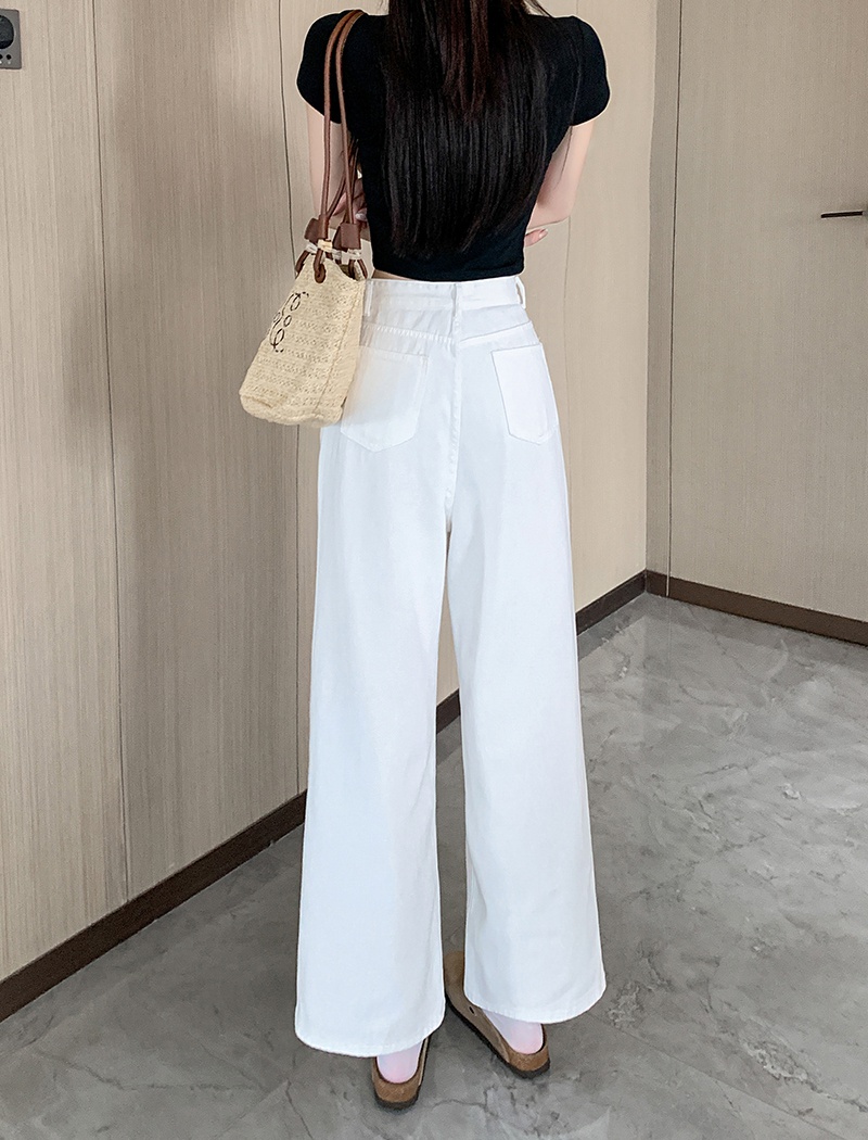 High waist straight pants slim summer jeans for women