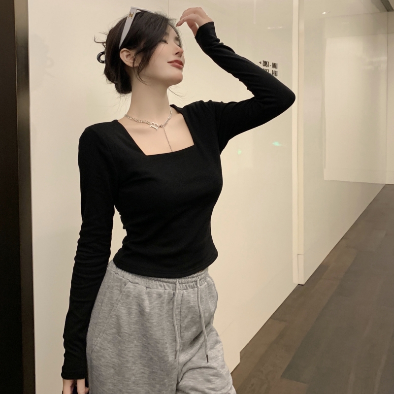 Long sleeve bottoming shirt enticement T-shirt for women