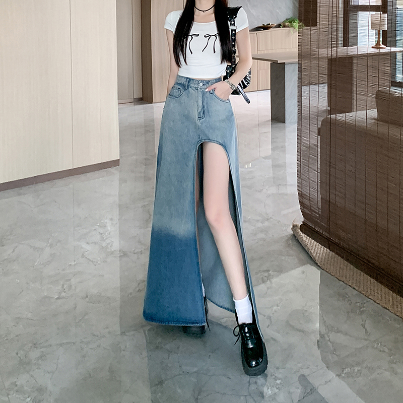 Slim A-line spicegirl long split skirt for women