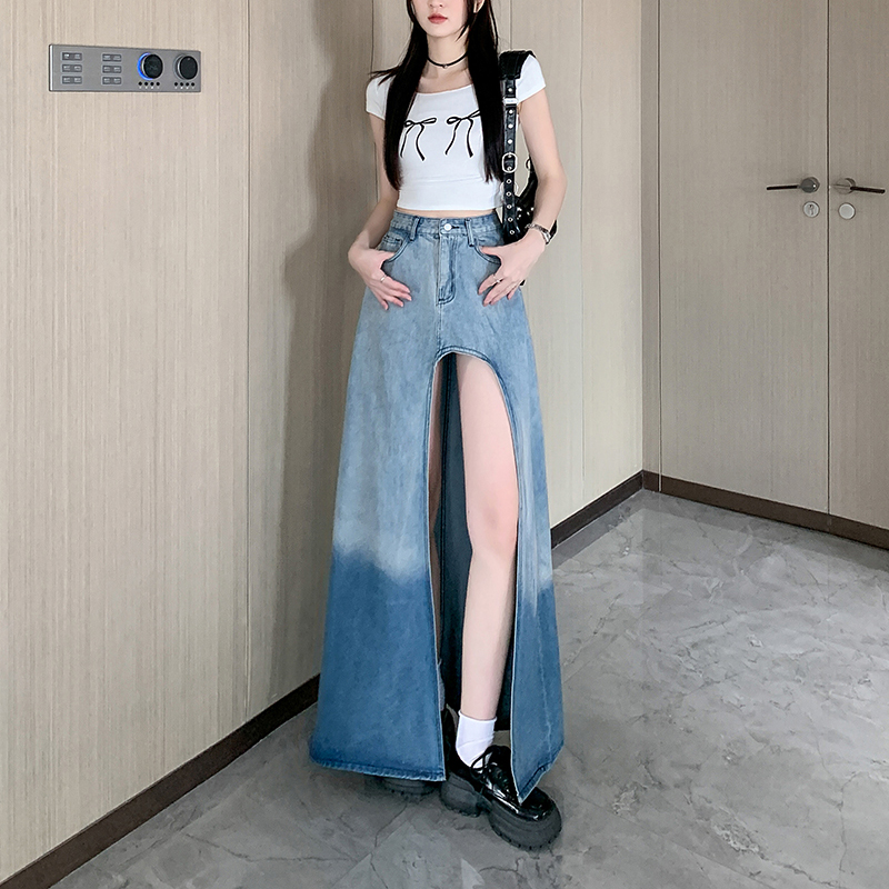 Slim A-line spicegirl long split skirt for women