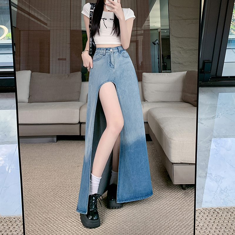 Slim A-line spicegirl long split skirt for women