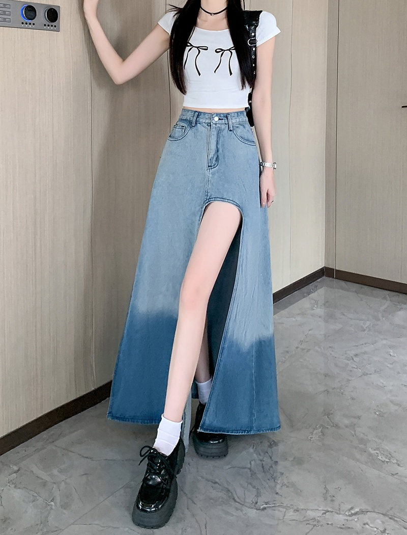 Slim A-line spicegirl long split skirt for women