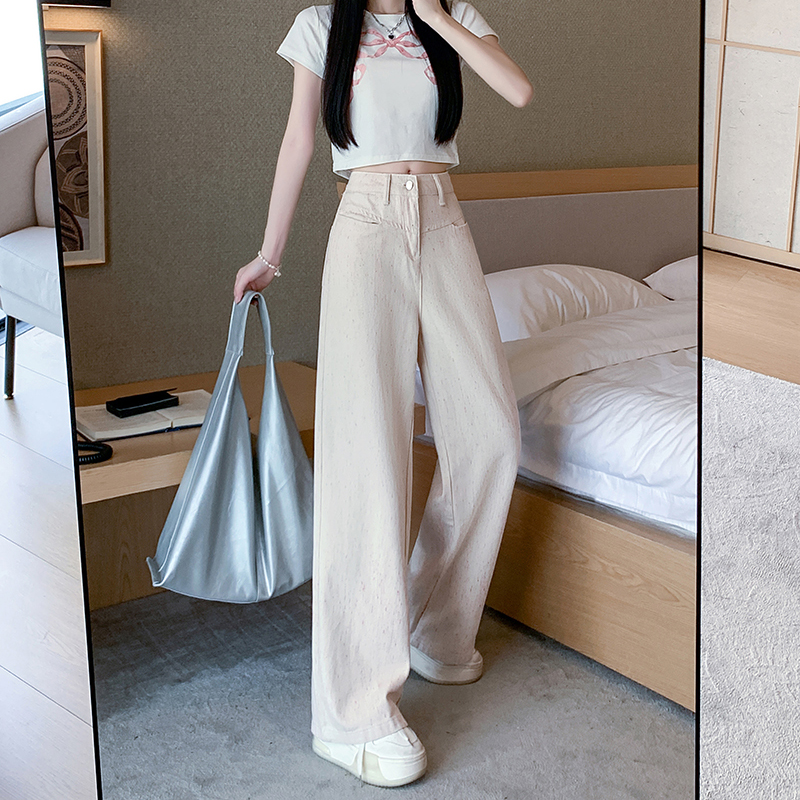 Summer straight pants wide leg pants denim long pants