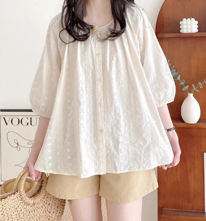 Embroidery doll shirt large yard shirt for women