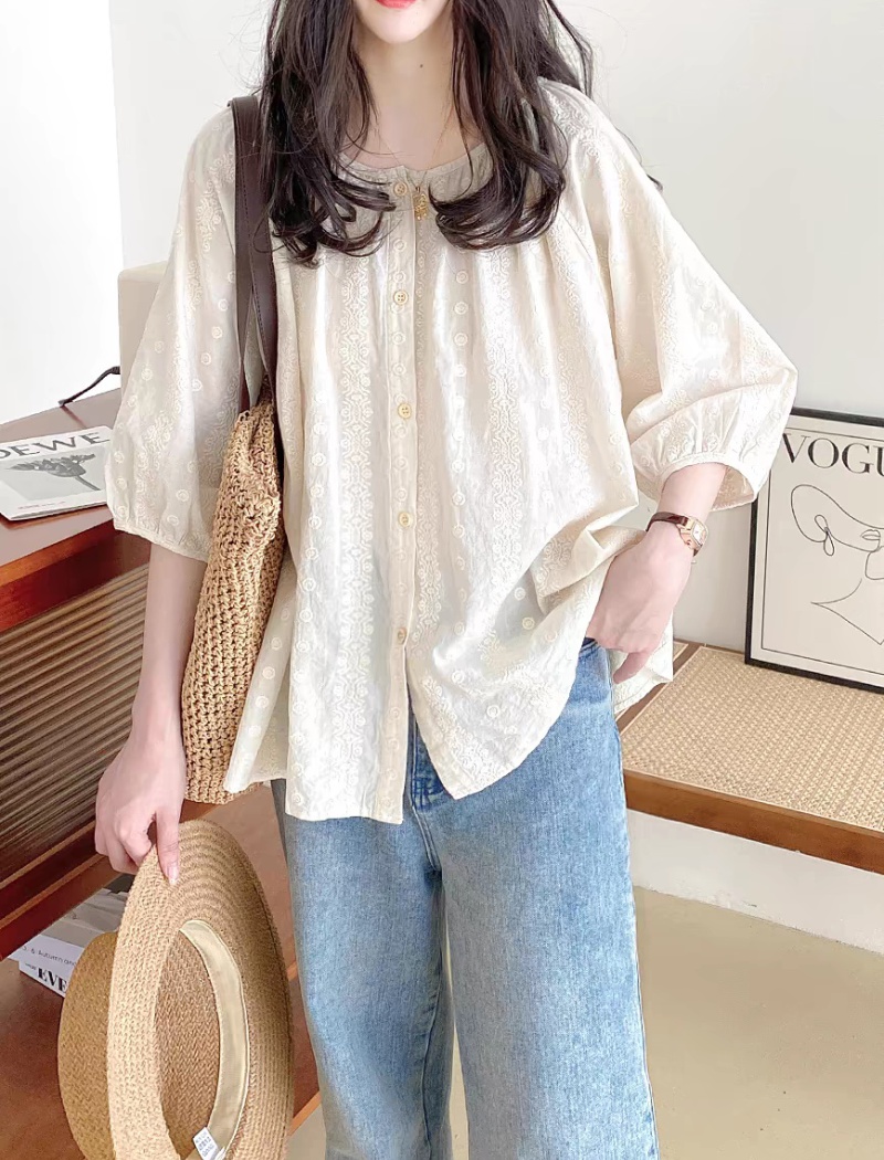 Embroidery doll shirt large yard shirt for women