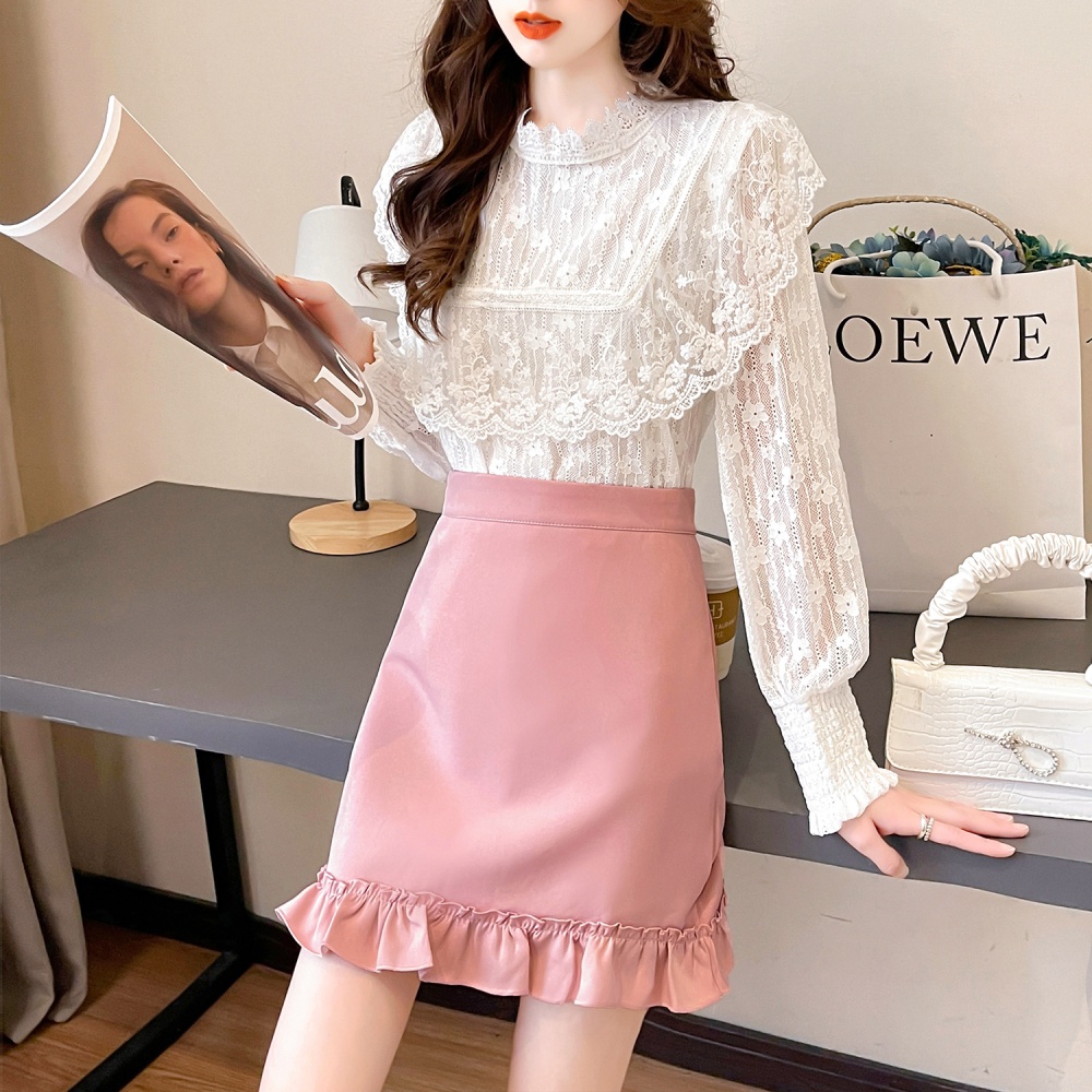 Lace temperament long sleeve light mature style shirts