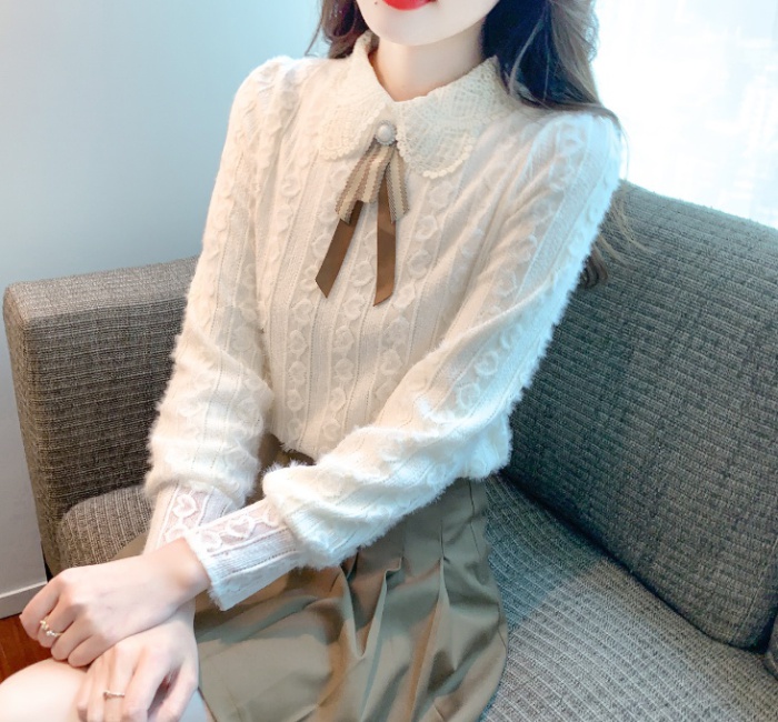 Autumn doll collar chiffon shirt sweet bow shirts