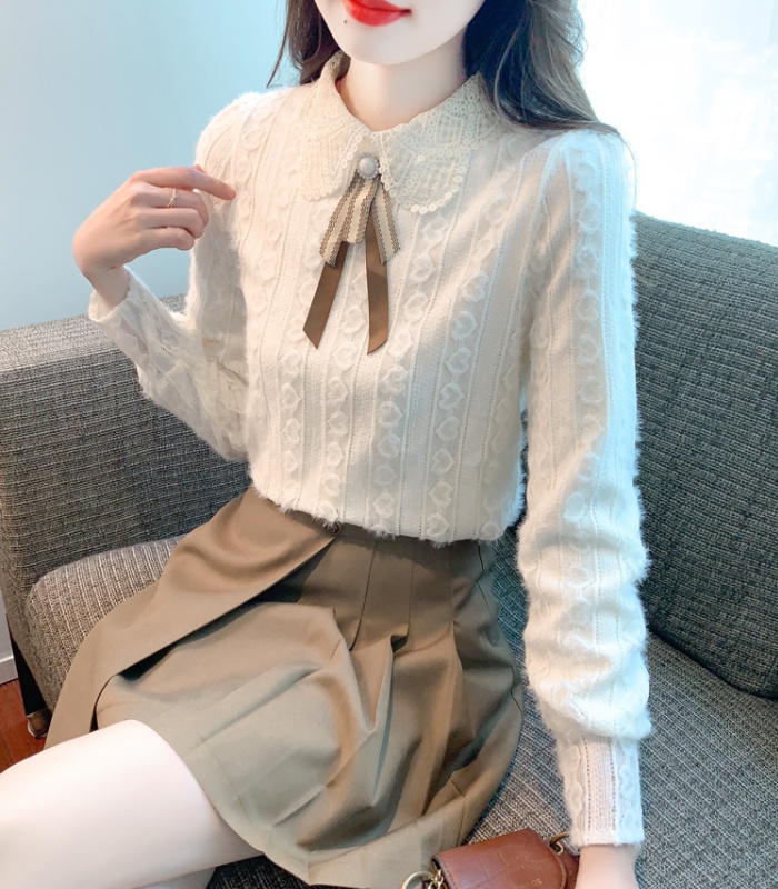 Autumn doll collar chiffon shirt sweet bow shirts