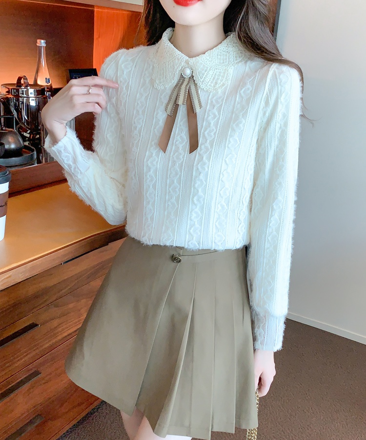 Autumn doll collar chiffon shirt sweet bow shirts