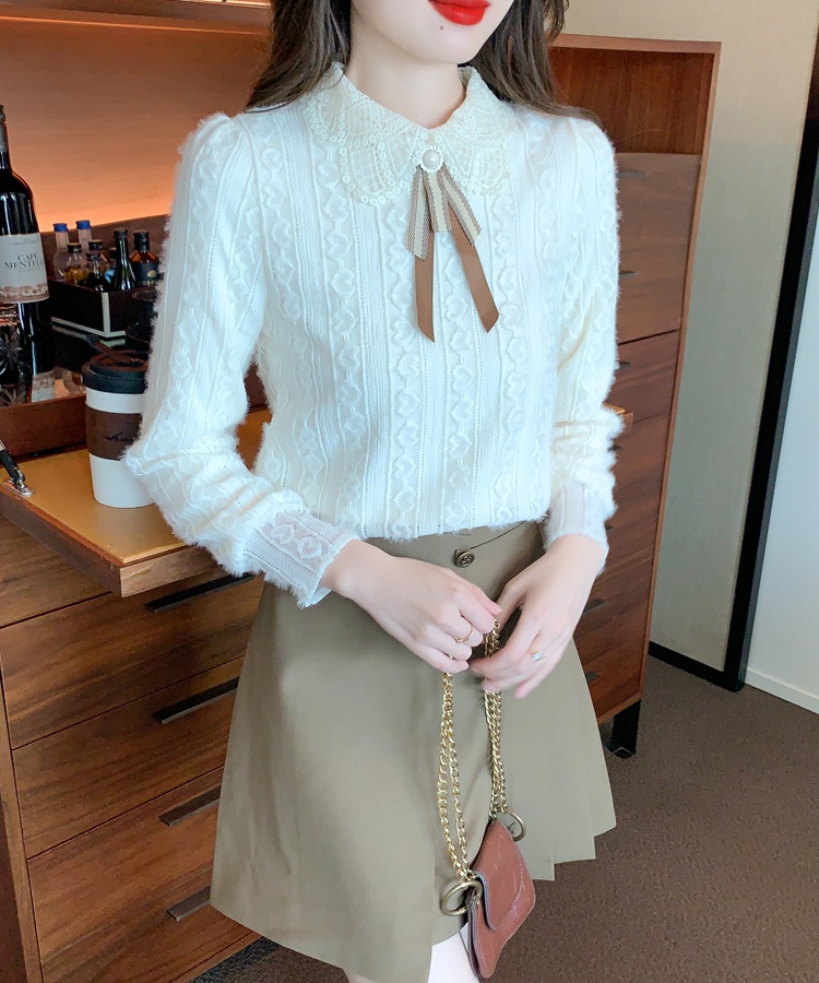 Autumn doll collar chiffon shirt sweet bow shirts