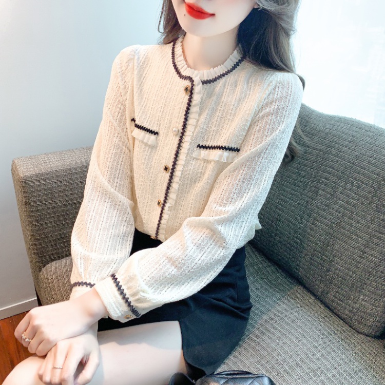 Lace wood ear chiffon shirt temperament shirts