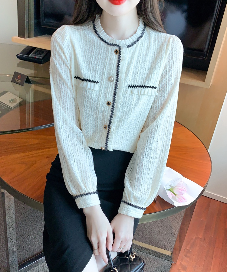 Lace wood ear chiffon shirt temperament shirts