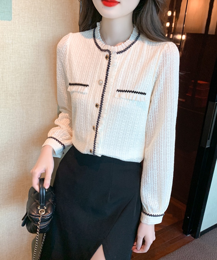 Lace wood ear chiffon shirt temperament shirts