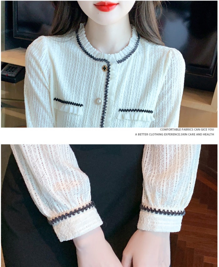 Lace wood ear chiffon shirt temperament shirts