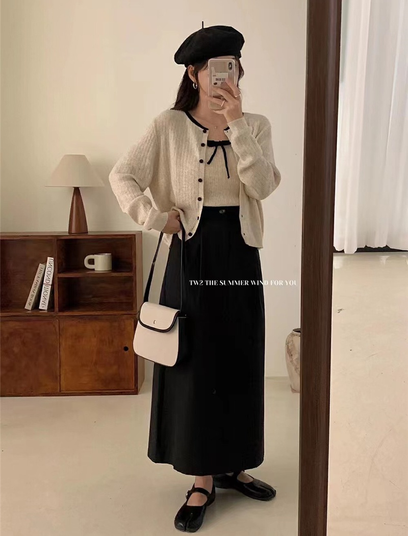 Loose cardigan drawstring coat 2pcs set