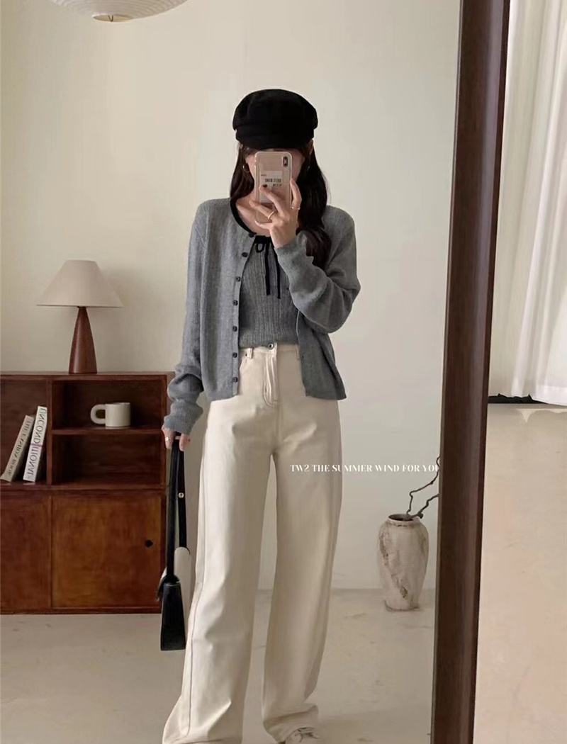 Loose cardigan drawstring coat 2pcs set