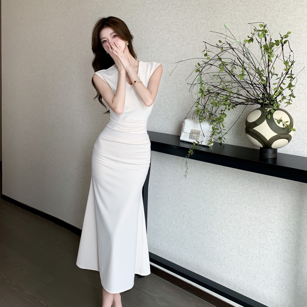 Mermaid commuting sleeveless dress simple slim dress