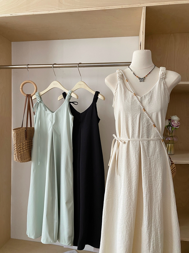 Crimp frenum V-neck summer loose casual Casual dress