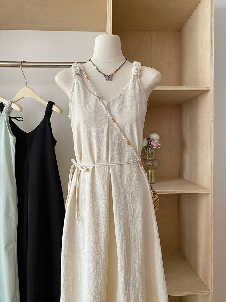 Crimp frenum V-neck summer loose casual Casual dress