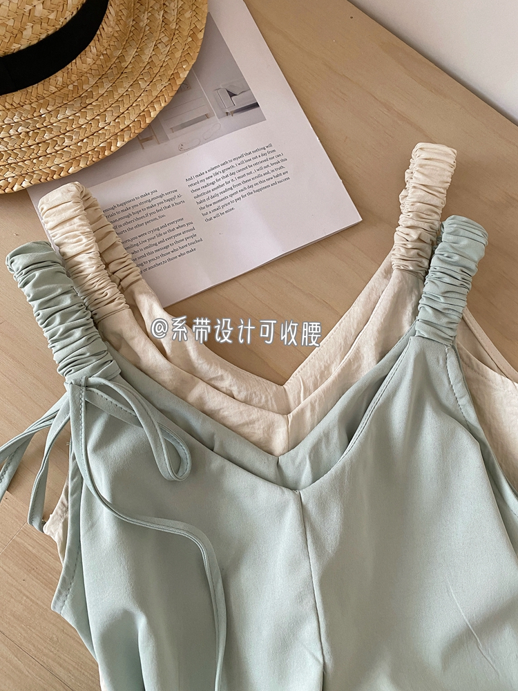 Crimp frenum V-neck summer loose casual Casual dress