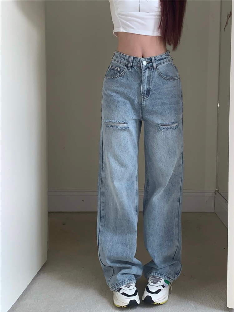 Beggar holes jeans loose spicegirl long pants