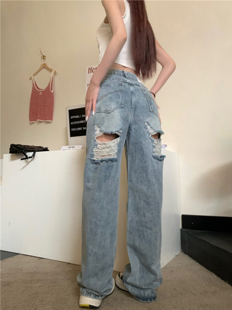 Beggar holes jeans loose spicegirl long pants