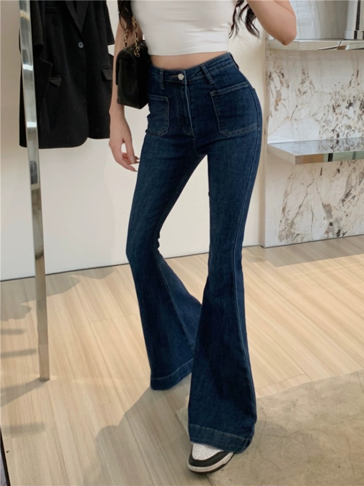 Korean style double pocket flare pants fashion jeans