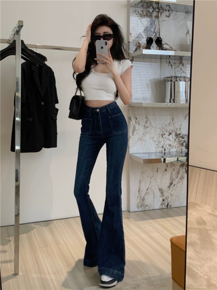 Korean style double pocket flare pants fashion jeans