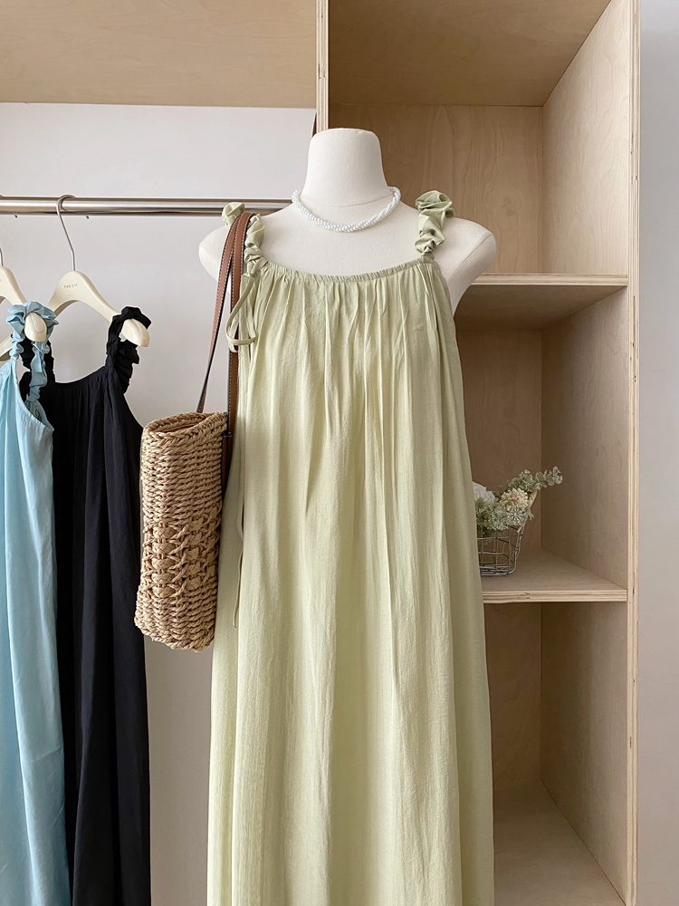 Loose summer frenum pure Casual fold sling dress