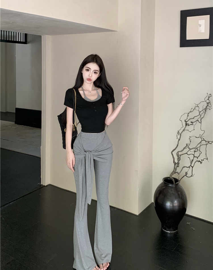 Short sleeve tops enticement long pants a set for women