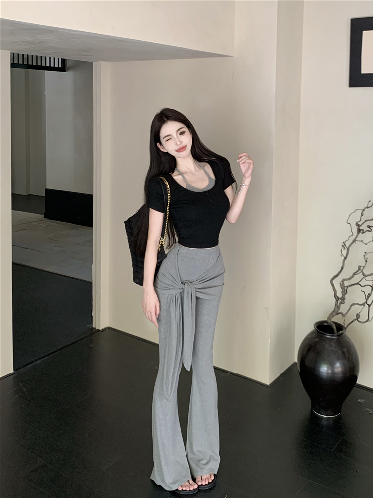 Short sleeve tops enticement long pants a set for women