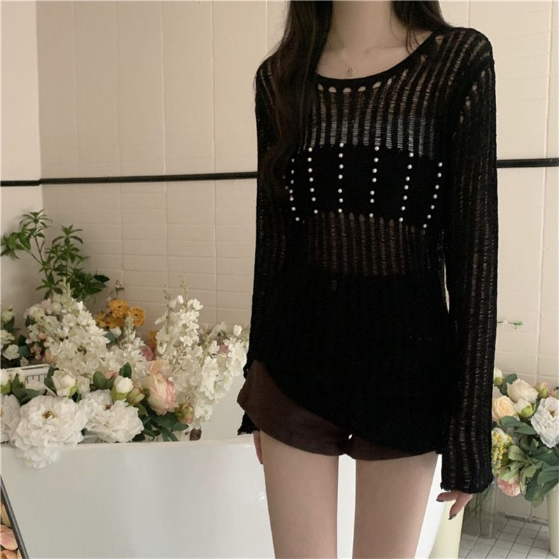 Show young simple sweater temperament pit stripe tops