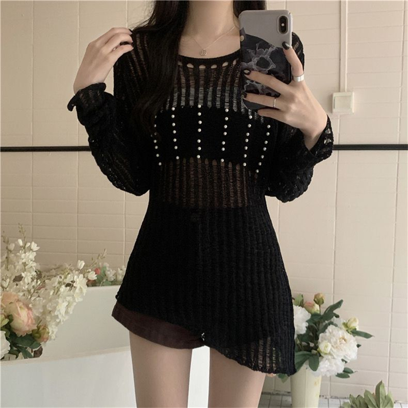 Show young simple sweater temperament pit stripe tops