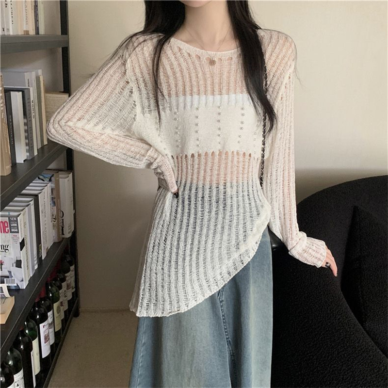 Show young simple sweater temperament pit stripe tops