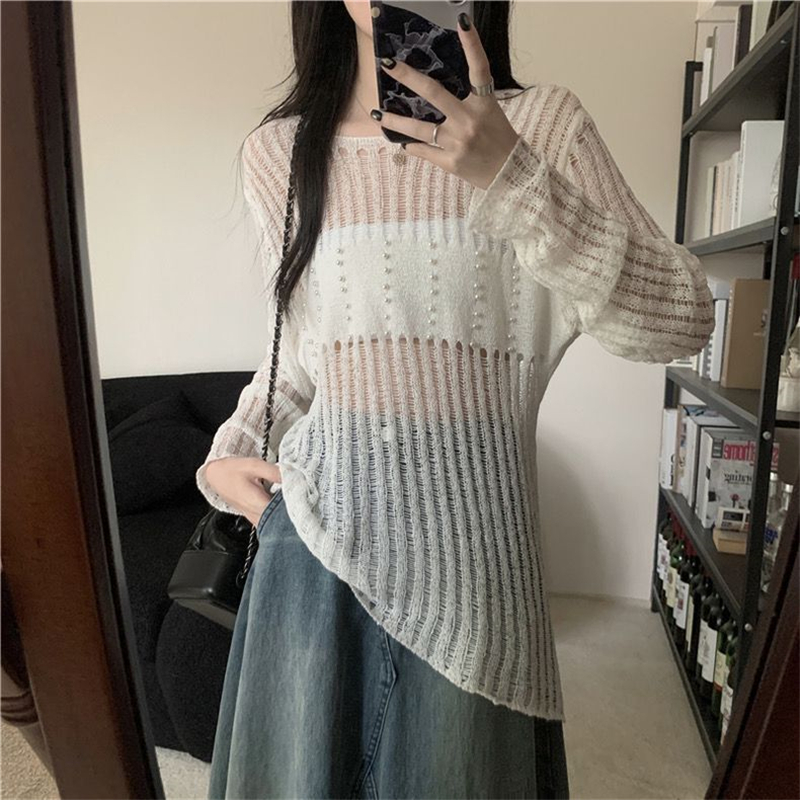 Show young simple sweater temperament pit stripe tops