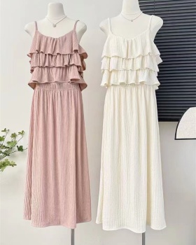 Elastic crimp lace skirt sling summer tops a set