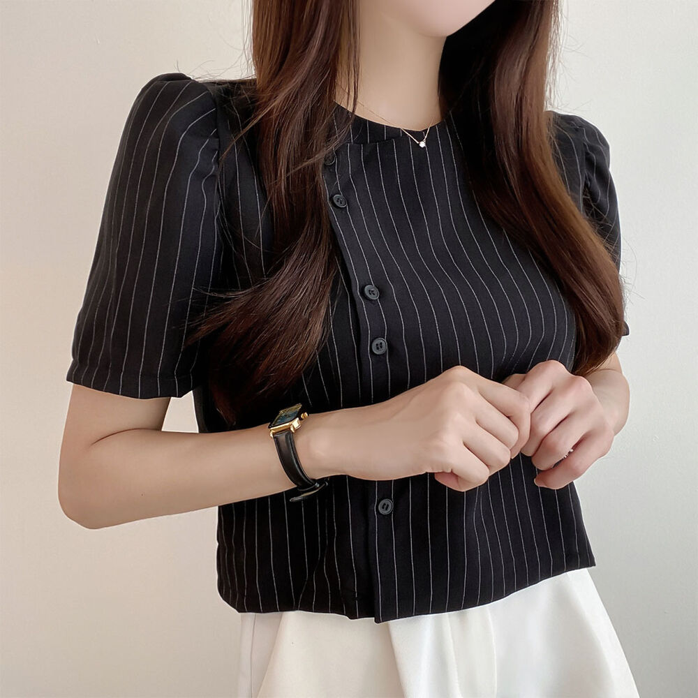 Simple puff sleeve shirt short fresh tops