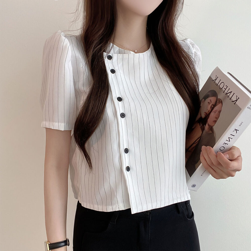 Simple puff sleeve shirt short fresh tops