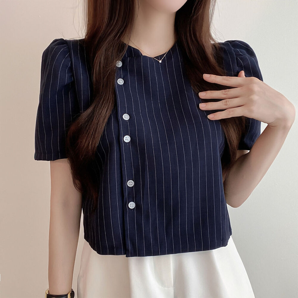 Simple puff sleeve shirt short fresh tops