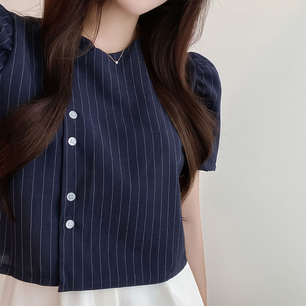 Simple puff sleeve shirt short fresh tops