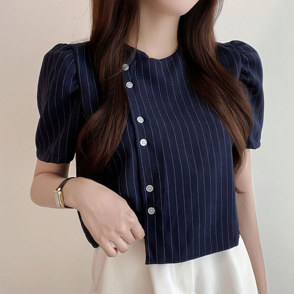 Simple puff sleeve shirt short fresh tops