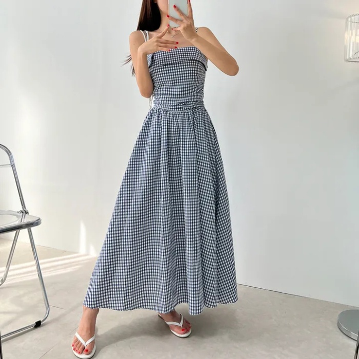 Pinched waist dress Korean style strap dress